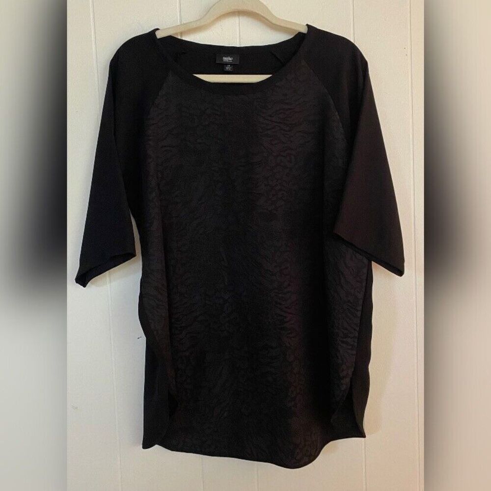 Mossimo Blouse Women’s Large Black On Black Animal Print Casual